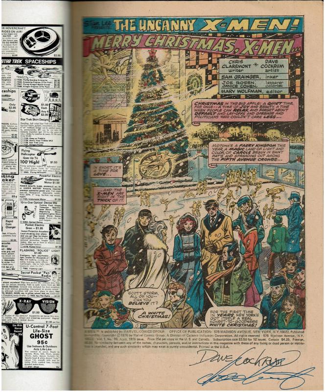 X-Men #98, 7.0 or Better, Signed by Chris Claremont & Dave Cockrum