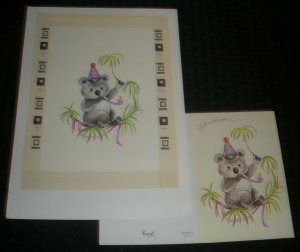 BIRTHDAY Cute Koala w/ Noise Maker 7.5x10.5 Greeting Card Art #8127 w/ 1 Card