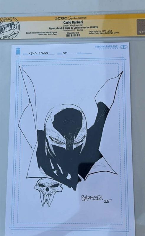 KING SPAWN #50 IMAGE 2025 1:1000 SIGNED/SKETCHED BY CARLO BARBERI SIGNED CGC SS