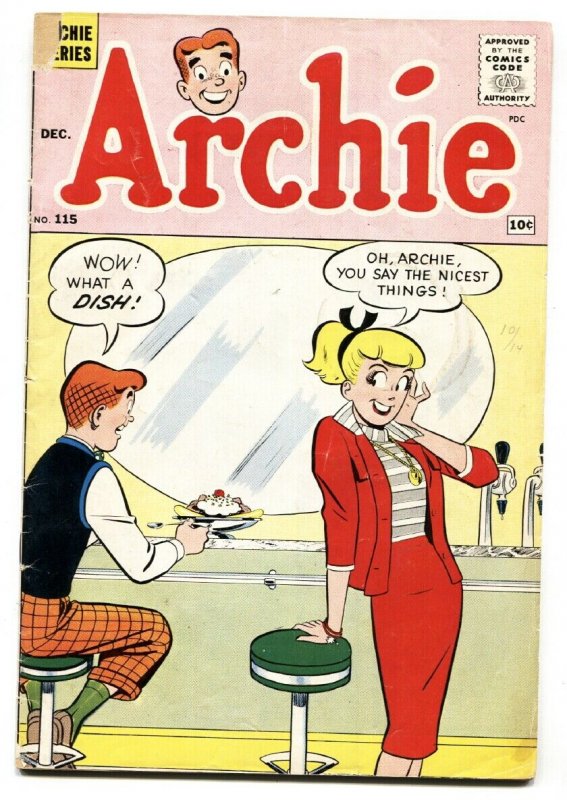 Archie #115 1960-soda shop ice cream cover-Betty-Veronica-VG- 