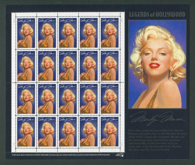 Marilyn Monroe US Postage Stamp Collector Sheet  1995