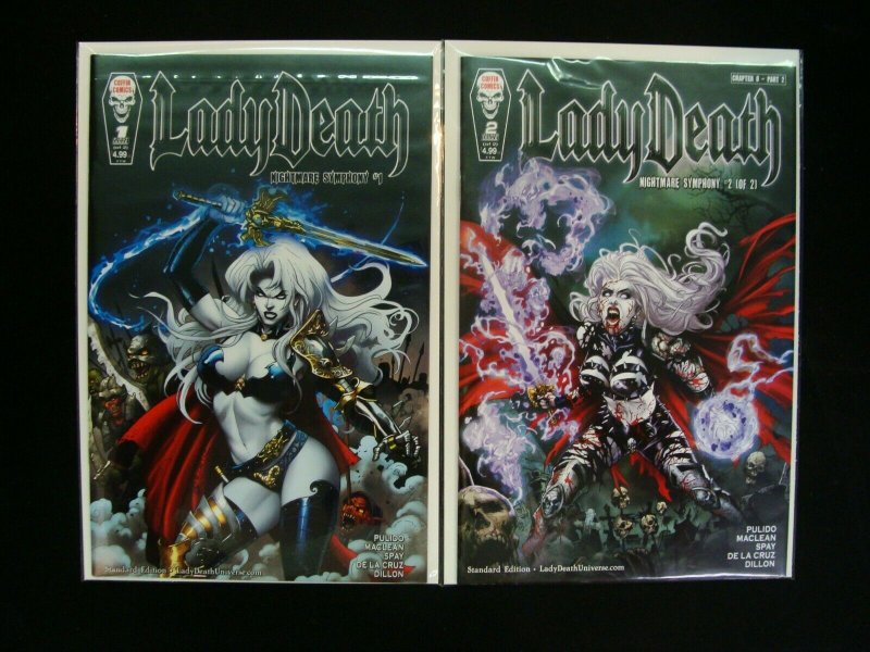 Lady Death Nightmare Symphony #1 & 2 Coffin Comics Brian Pulido NM Condition 