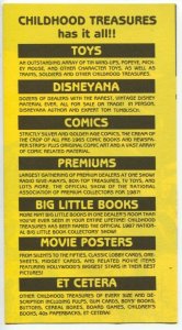 Childhood Treasures Convention Flyer 7/1987-tr-fold advertising flyer-histori...