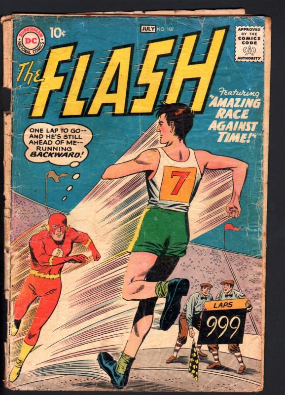 FLASH #107-3RD ISSUE-1959-CLASSIC DC SILVER-AGE-Bargain copy!