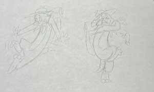 Tom And Jerry -  Two Character Original Pencil Sketch/Unknown Artist!