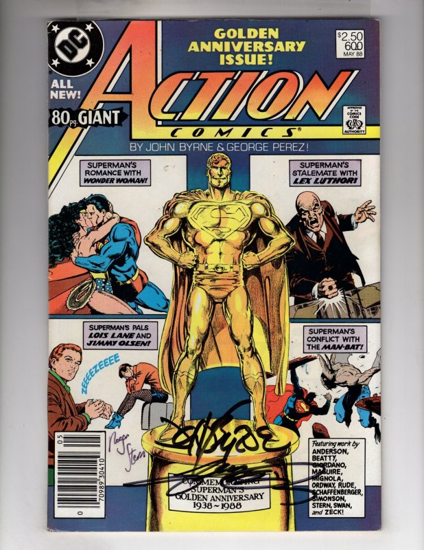 Action Comics #600 (1988) Anniversary! Signed by  John Byrne Roger Stern / EBI#3