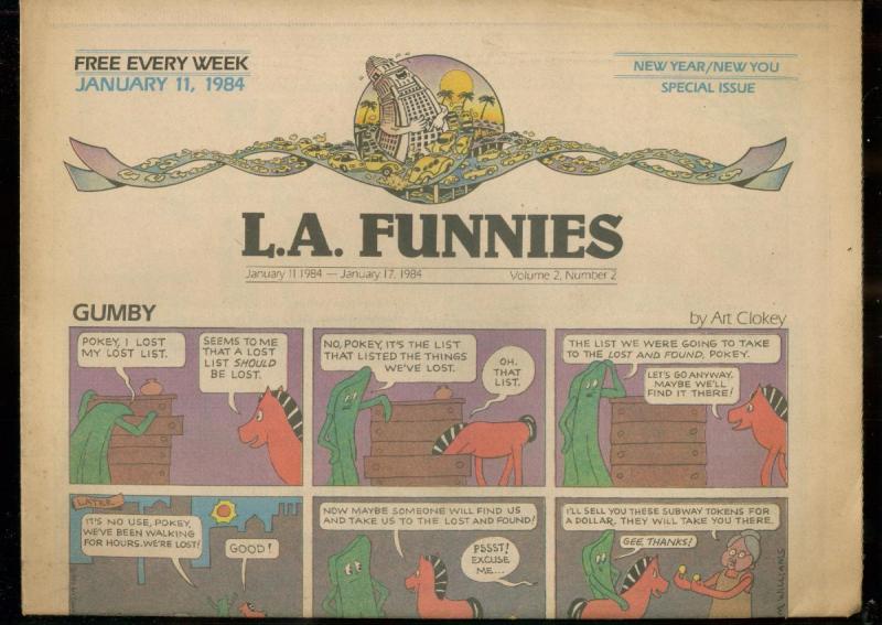 L.A. FUNNIES JAN 11 1984-GUMBY-HEY COACH-ZIPPY-RAREST  VF 