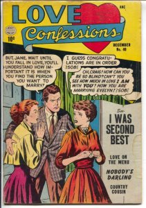 Lover Confessions #40 1954-love triangle cover-nice art-VG-