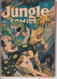 JUNGLE COMICS #49 (Jan 1944) VG 4.0 See description. Snake GGA bondage cover!