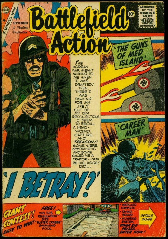 Battlefield Action #26 1959- Charlton War- WWII stories G/VG 