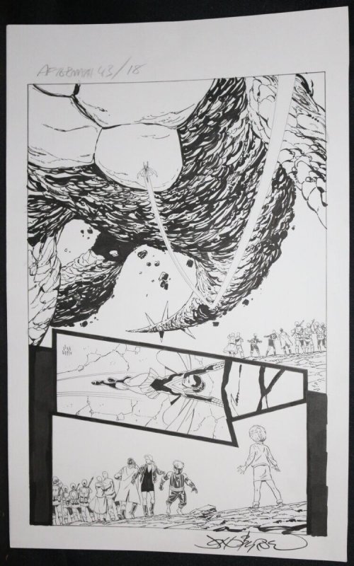 Next Men: Aftermath #43 p.18 - Flying to Monster 1/2 Splash - art by John Byrne