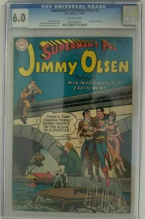 Superman's Pal Jimmy Olsen #3~1955 DC~CGC 6.0 (FN)~Last pre code issue