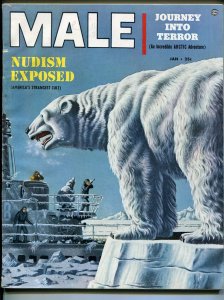 Male 1/1954-Atlas-pulp-Mort Kunstler-polar bear-cobras-lost gold-VG/FN