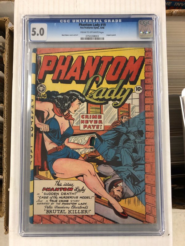 Phantom Lady #19 CGC 5.0 VG/F golden age 1948 fox feature syndicate MATT BAKER