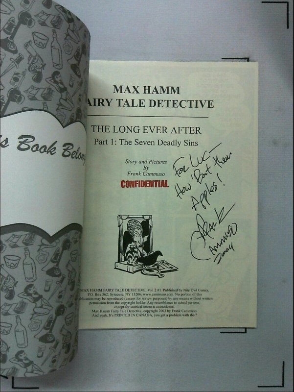 Max Hamm Fairy Tale Detective (2002 Volume 1) COMIC NM signed Frank Cammuso