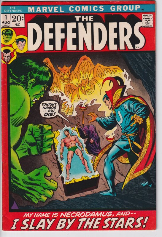 DEFENDERS #1 (Aug 1972) Sharp apparent FN+ 6.5, see description.