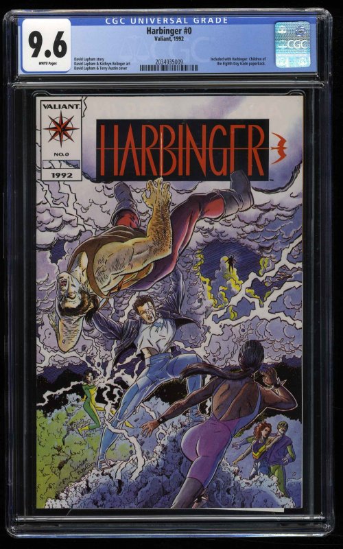 Harbinger (1992) #0 CGC NM+ 9.6 Terry Austin and David Lapham Cover!