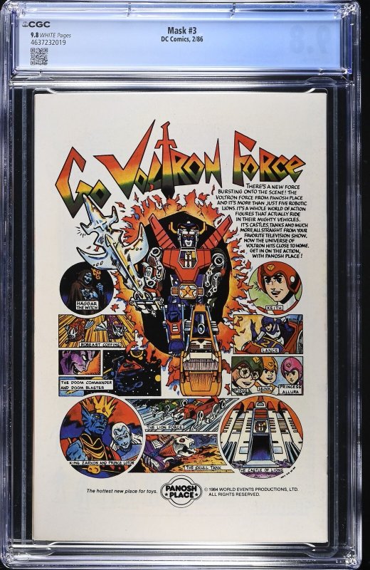 Mask #3 (2/86) Graded CGC 9.8