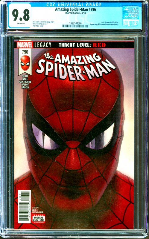 Amazing Spider-Man #796 CGC Graded 9.8 Anti-Venom, Goblin King, Boomerang & N...