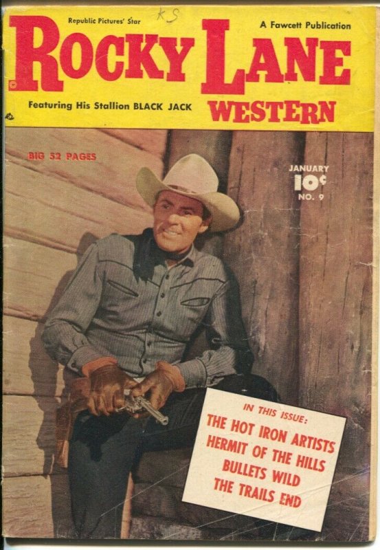 Rocky Lane Western #9 1950-Fawcett- B-Western movie star photo cover-VG 