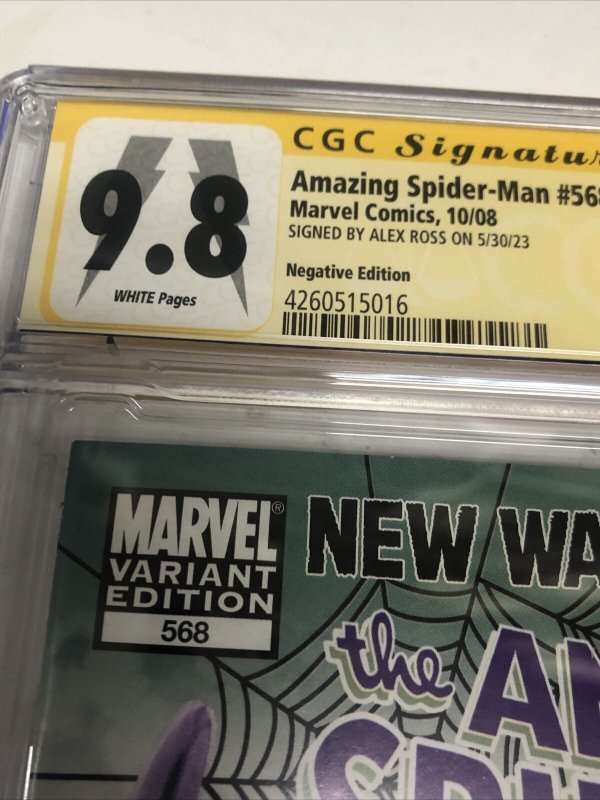 Amazing Spider-Man (2008) #568 (CGC 9.8 SS) Signed By Alex Ross Negative Edition