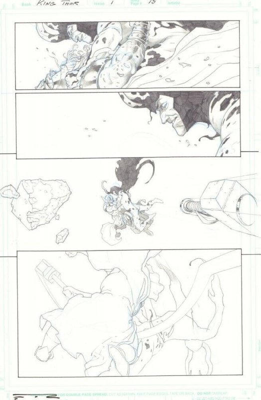 King Thor #1 (723) p.15 Old King Thor vs Loki the All-Butcher art by Esad Ribic