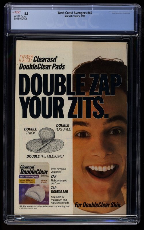 West Coast Avengers #45 CGC VF+ 8.5 Newsstand Variant 1st White Vision!