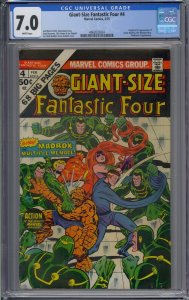 GIANT-SIZE FANTASTIC FOUR #4 CGC 7.0 1ST JAMIE MADROX WHITE PGS 2024