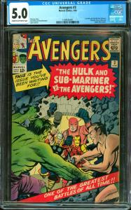 Avengers #3 CGC Graded 5.0 1st Hulk & Sub-Mariner teamp-up