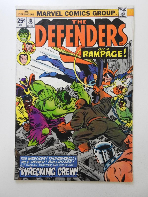 The Defenders #18 (1974) vs The Wrecking Crew! Solid VG+ Condition!