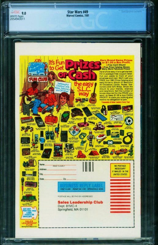 STAR WARS #49-CGC 9.0 THE LAST JEDI-comic book Newsstand