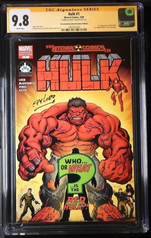 Hulk (2008) # 1 (CGC 9.8) Signed Jeph Loeb*Hero Initiative/Atomic Comics Edition