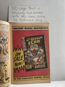 Fantastic Four #66 1967 Origin Of HIM ; Adam Warlock Incomplete Missing Ad Page