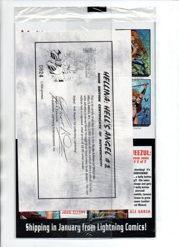 Hellina Hell's Angel #1 Nude Variant Sealed w/COA - Lightning - 1996 - NM