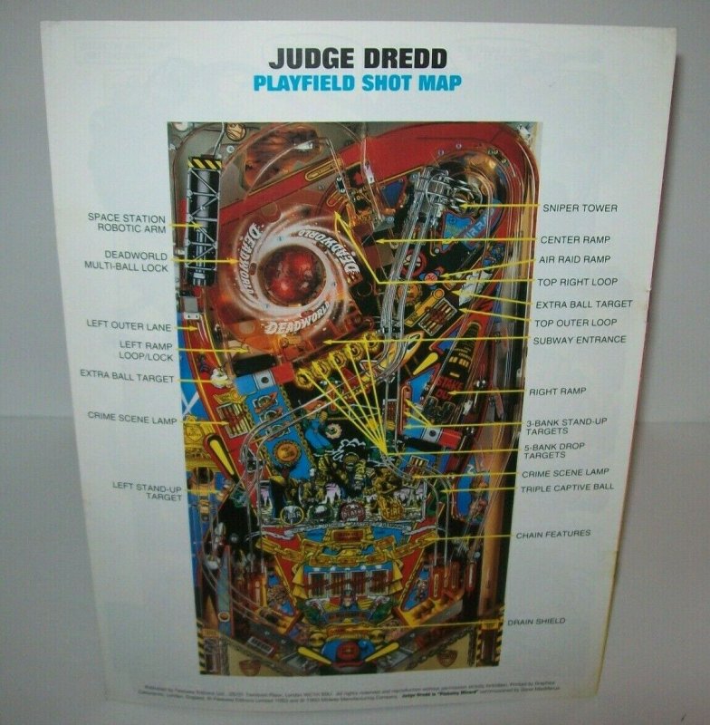 Judge Dredd Pinball FLYER Comic Book Edition Original 1993 Multi Page Super Hero 