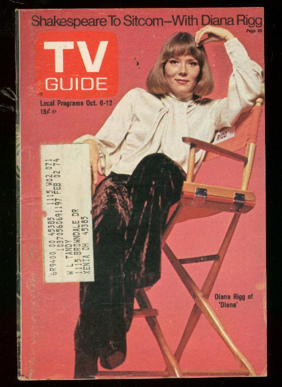 TV Guide October 6 1973- Central Ohio edition- Diana Rigg