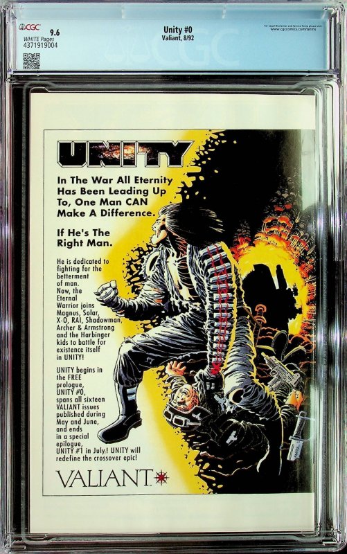 Unity #0 Regular Edition (1992) - CGC 9.6 - Cert#4371919004