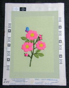 MOTHERS DAY Pink Flowers & Blue Butterfly Thread 8x11 Greeting Card Art #7566