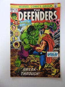 The Defenders #10  (1973) Hulk vs. Thor Battle VG/FN condition