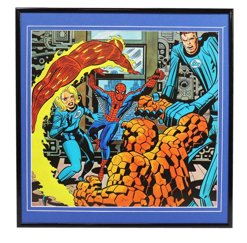 VINTAGE 1978 Marvel Spider-man Fantastic Four Framed 12x12 Poster Display 