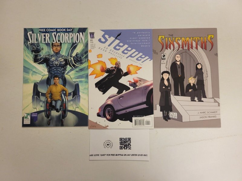 3 Wildstorm Comics #1 Sixsmiths + #1 Sleeper + #1 Silver Scorpion FCBD 17 TJ29