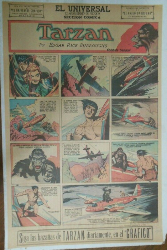 Tarzan Sunday Page #592 Burne Hogarth from 7/12/1942 in Spanish ! Full Page Size