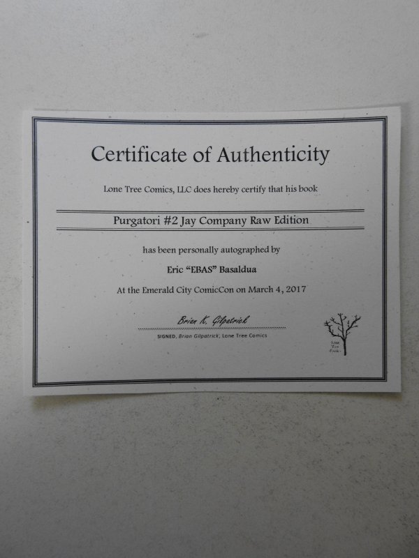 Purgatori #2 Jay Company Comics Raw Edition Variant (2005) VF+ ! Signed W/ COA