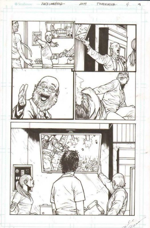 Pandemica #4 pg 9 Original Art Alex Sanchez bestselling author Jonathan Maberry 