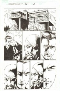 Ultimate Spider-Man #73 p.5 - Harry Osborn and Nick Fury 2005 art by Mark Bagley