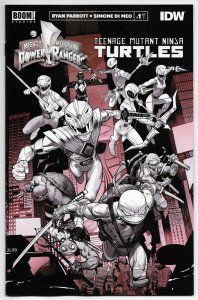 Power Rangers TMNT #1 Unlocked B&W Variant (Boom, 2020) NM