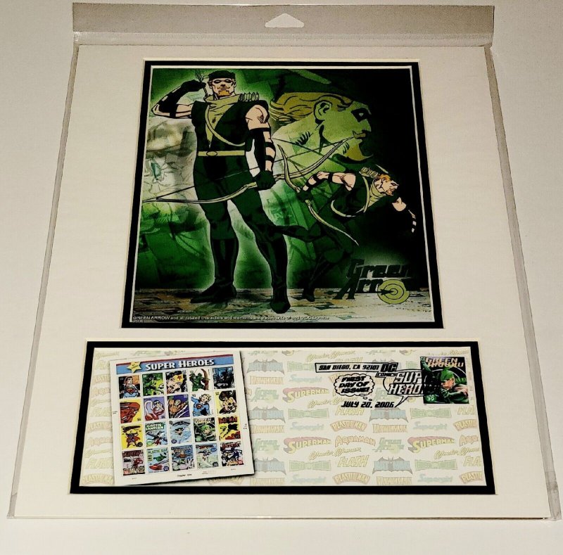 12×16 GREEN ARROW DC 2006 Comic Con Stamp Art USPS/SDCC 1st DAY Art