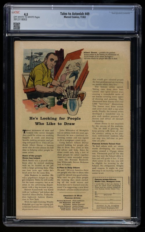 Tales To Astonish #49 CGC VG+ 4.5 Off White to White Ant Man becomes Giant Man!