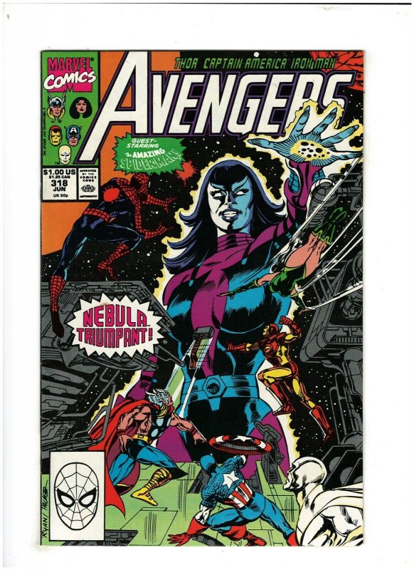 Avengers #318 FN/VF 7.0 Marvel Comics 1990 Spider-man, vs. Nebula 