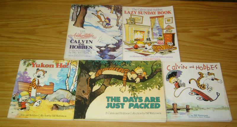 (5) Calvin and Hobbes books by Bill Watterson - set lot - newspaper comics